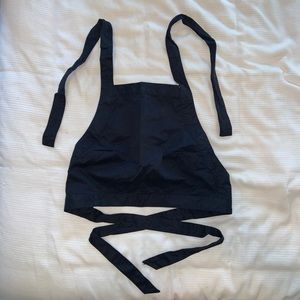 UO black tie around crop top exposed back